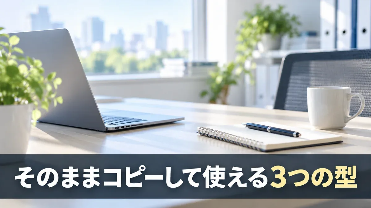 そのままコピーして使える議事録プロンプト3つの型を示すバナー