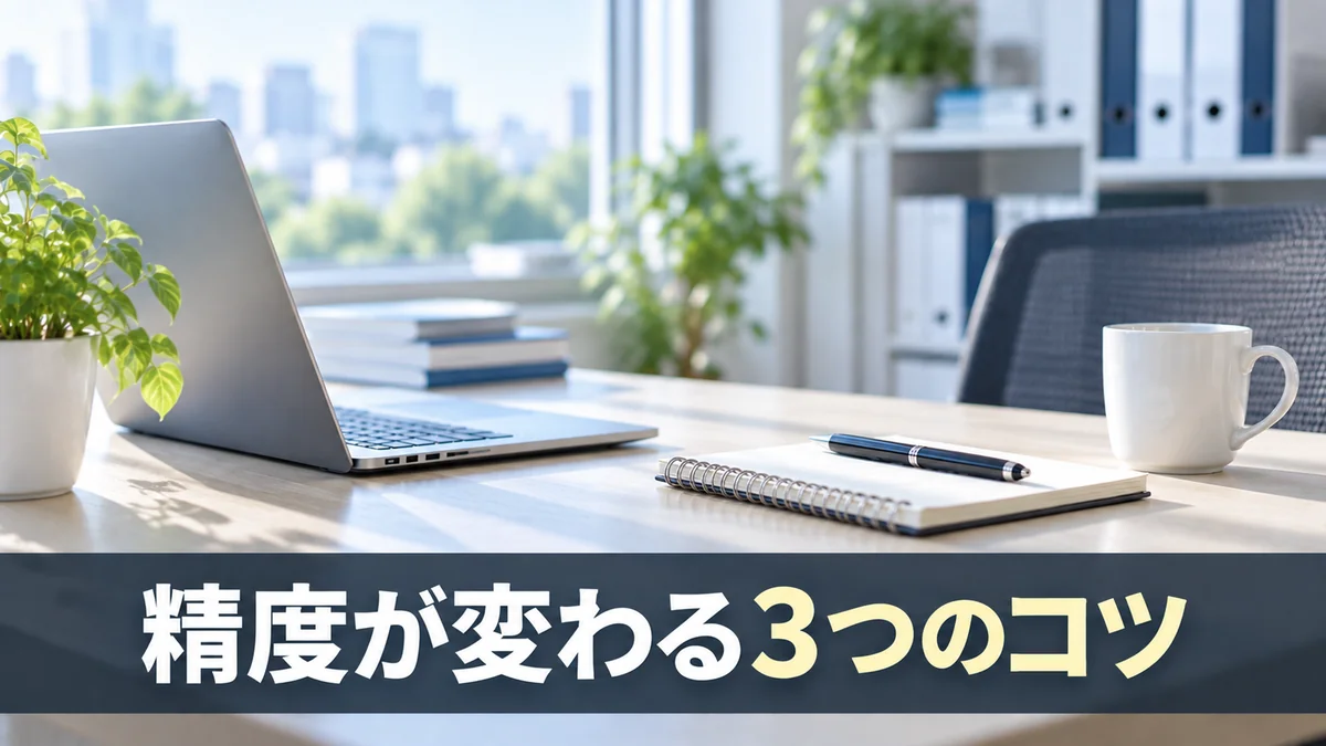 議事録の精度が変わる3つのコツを示すバナー